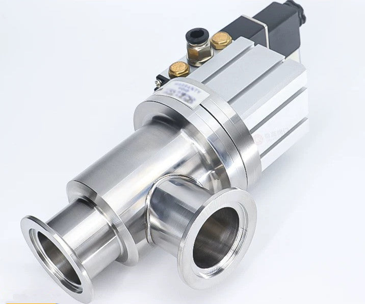 Free Shipping KF Flanged Right Angle Pneumatic Bellows Valve 24V DC Solenoid Stainless Steel 304