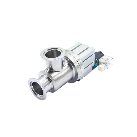 Free Shipping KF Flanged Right Angle Pneumatic Bellows Valve 24V DC Solenoid Stainless Steel 304