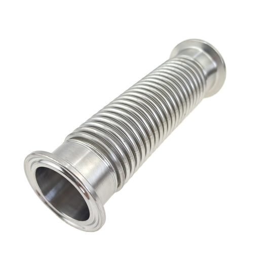 JOWIN 1.5" and 2" Tri Clamp Corrugated Flexible Bellow Hose 6" Long Stainless Steel 304 (1.5" TC x 6" OAL)