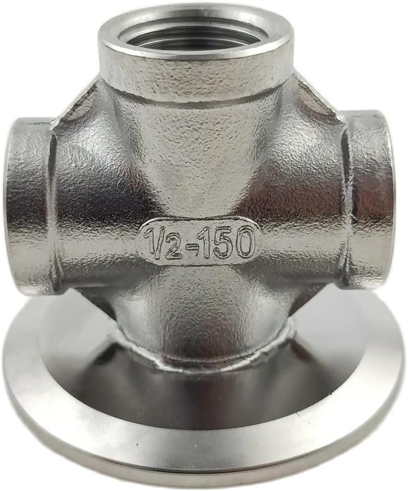 Free Shipping 2" Tri Clamp Lid x 1/2" NPT Female Cross Connection SS304 Stainless Steel Home Brewing Fitting