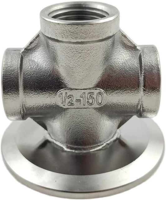 Free Shipping 2" Tri Clamp Lid x 1/2" NPT Female Cross Connection SS304 Stainless Steel Home Brewing Fitting