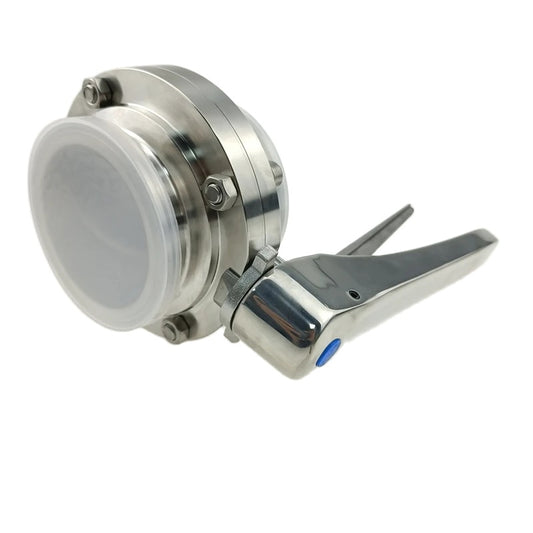 Sanitär-Tri-Clamp-Absperrklappe aus Edelstahl mit Auslösegriff
