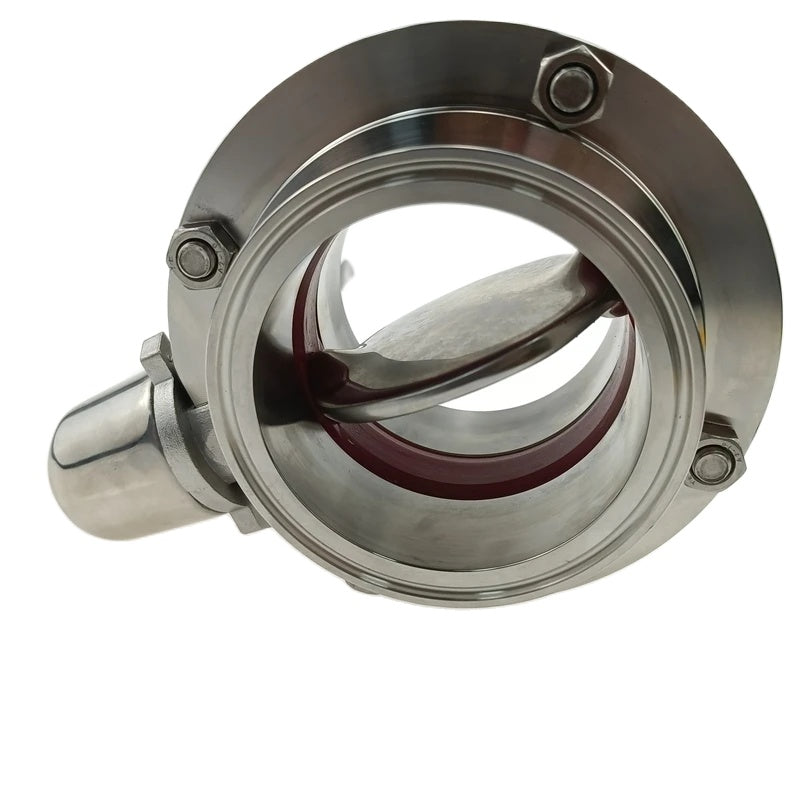 Sanitär-Tri-Clamp-Absperrklappe aus Edelstahl mit Auslösegriff