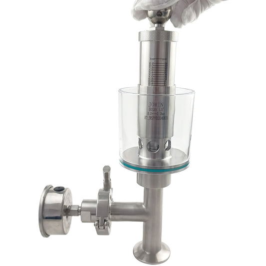 1-Zoll-Tri-Clover-kompatibles Spunding-Ventil-Spundgerät aus SS304-Edelstahl, 3–33 psi.