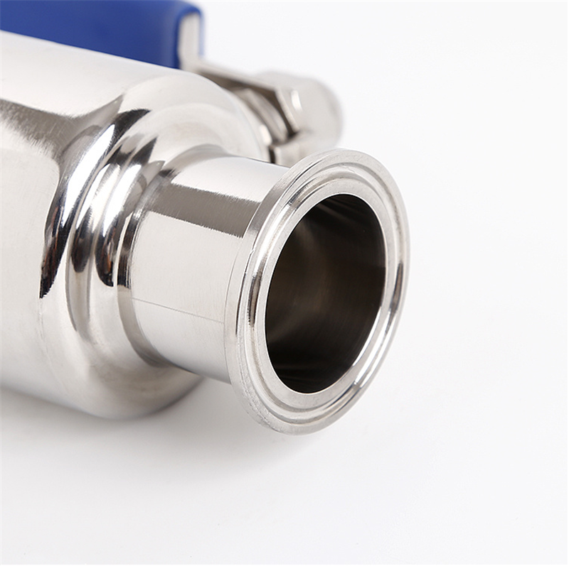 Sanitärer Tri-Clamp-Kugelhahn mit vollem Durchgang, SS304 Edelstahl-PTFE-Sitz