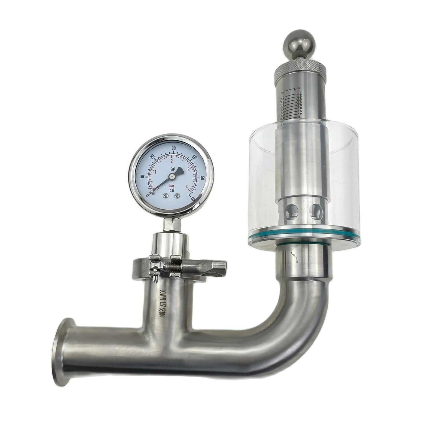1.5" Tri Clamp Bunging Pressure Device Spunding Valve Diaphragm Manometer Type (JWDSPV)