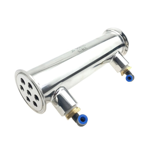 Livraison gratuite JOWIN 2 pouces TC x 7,9 pouces OAL Tri Clamp Condenseur à reflux Déphlegmateur de fusil de chasse pour Moonshine Still 7 pièces Chambre à air 1/2 pouce FNPT Connexion d'eau froide…