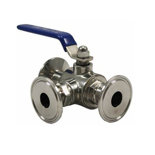 Tri-Clamp Sanitär-Kugelhahn, 3-Wege-Kugelhahn T-Port Edelstahl 304, PTFE-Sitz