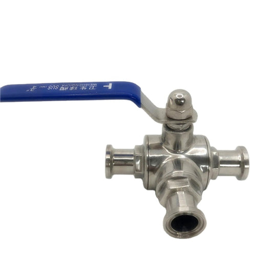 JOWIN TC25x3/4" Tri Clover kompatibler 3-Wege-Kugelhahn SS304 Edelstahl PTFE-Sitz