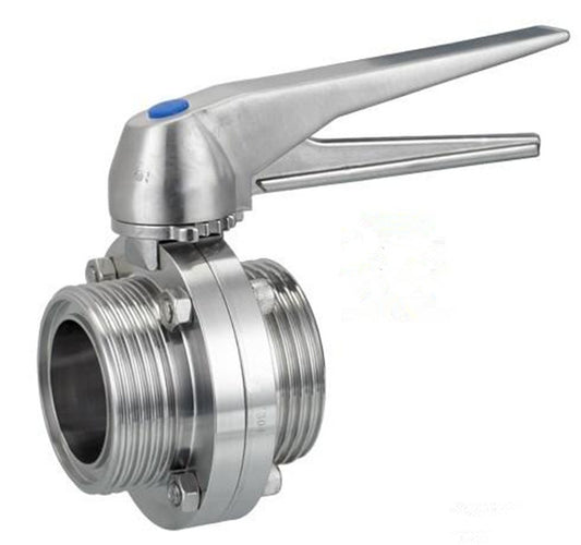 Sanitary SMS Standard Male Threaded Butterfly Valve Stainless Steel Squeeze Trigger Handle
