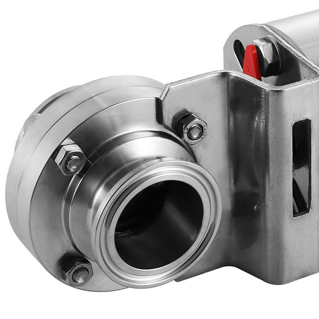 Pneumatisch betätigtes hygienisches Tri-Clamp-Absperrventil mit Federrückstellung aus rostfreiem Stahl