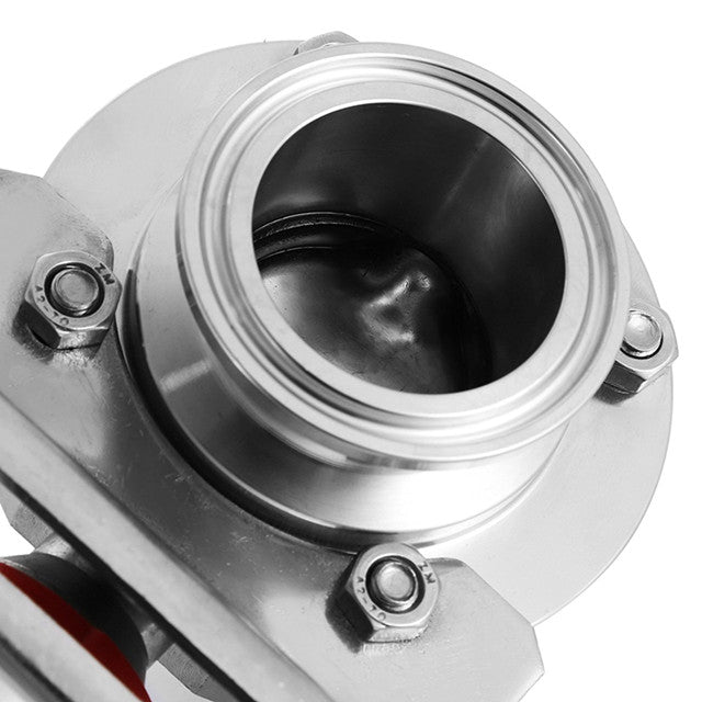 Pneumatisch betätigtes hygienisches Tri-Clamp-Absperrventil mit Federrückstellung aus rostfreiem Stahl