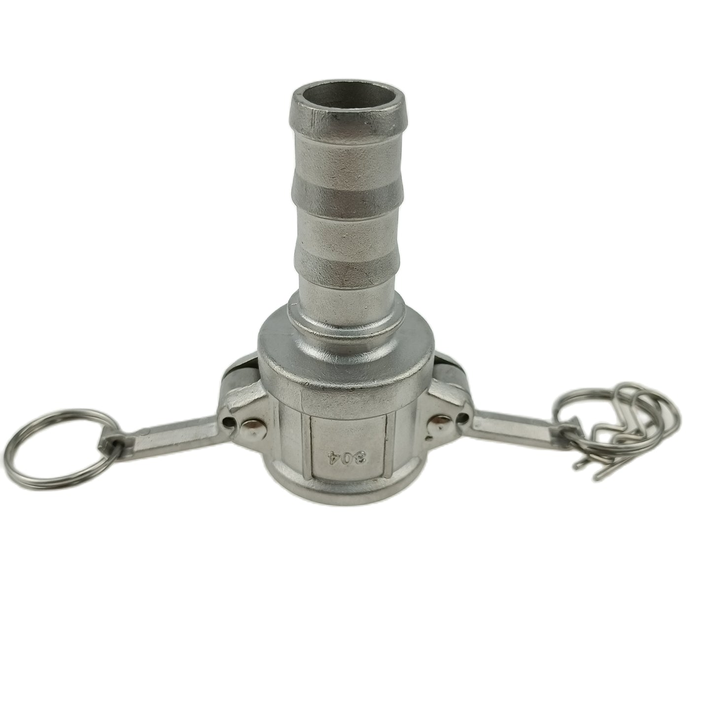 Camlock-Schlauchverschraubung aus Feinguss-Edelstahl 304, Global Typ C, mit Nocken- und Nut-Anschluss, mit Buna-N-Dichtung und Sicherheitsbohrern