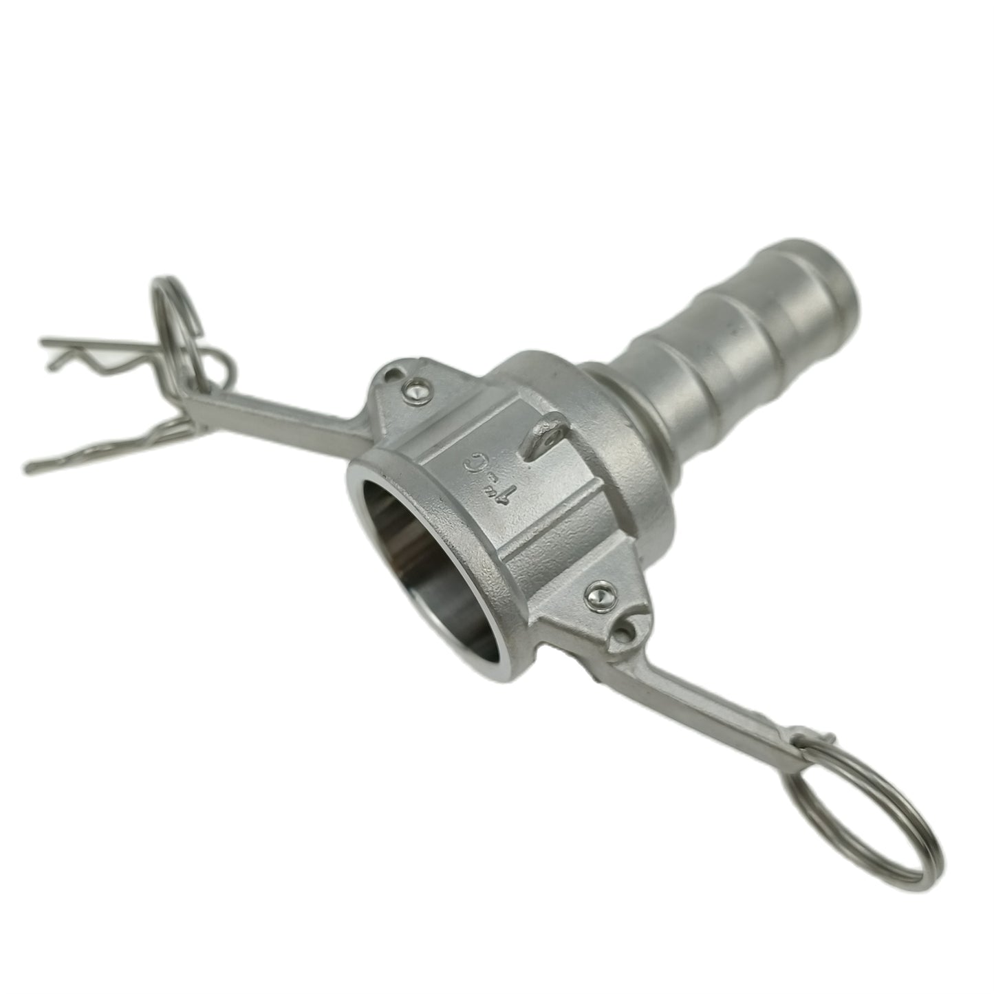 Camlock-Schlauchverschraubung aus Feinguss-Edelstahl 304, Global Typ C, mit Nocken- und Nut-Anschluss, mit Buna-N-Dichtung und Sicherheitsbohrern
