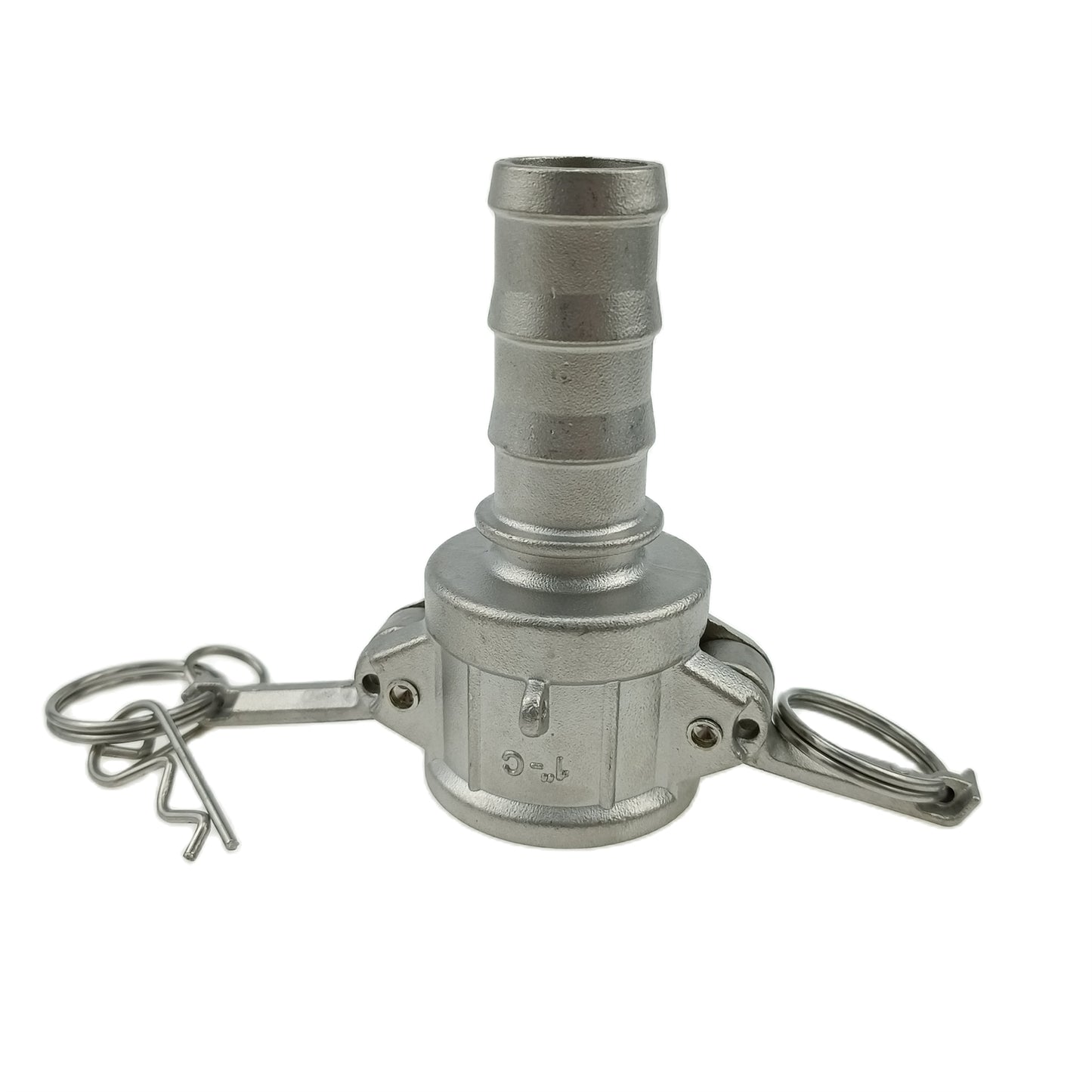 Camlock-Schlauchverschraubung aus Feinguss-Edelstahl 304, Global Typ C, mit Nocken- und Nut-Anschluss, mit Buna-N-Dichtung und Sicherheitsbohrern