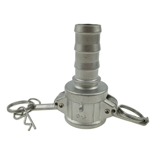 Camlock-Schlauchverschraubung aus Feinguss-Edelstahl 304, Global Typ C, mit Nocken- und Nut-Anschluss, mit Buna-N-Dichtung und Sicherheitsbohrern