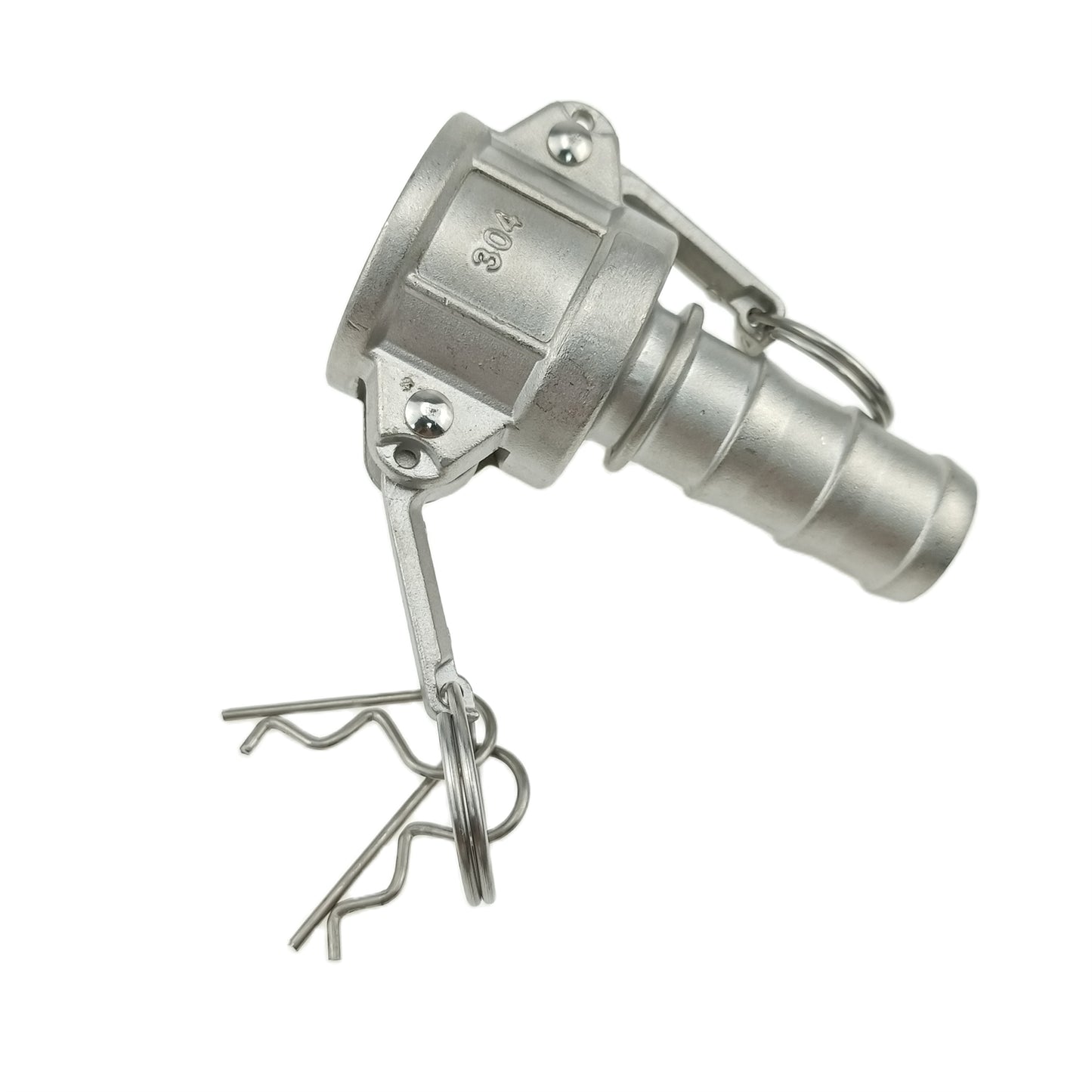Camlock-Schlauchverschraubung aus Feinguss-Edelstahl 304, Global Typ C, mit Nocken- und Nut-Anschluss, mit Buna-N-Dichtung und Sicherheitsbohrern