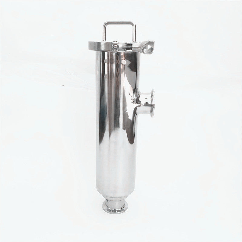 SS304 1,5" Tri-Clamp Hopstrainer mit seitlichem Eingang, Keildraht, 150 Mesh (100 Mikro), 3" Körper