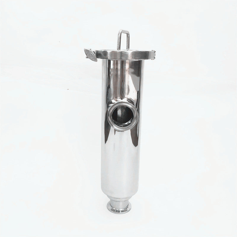 SS304 1,5" Tri-Clamp Hopstrainer mit seitlichem Eingang, Keildraht, 150 Mesh (100 Mikro), 3" Körper