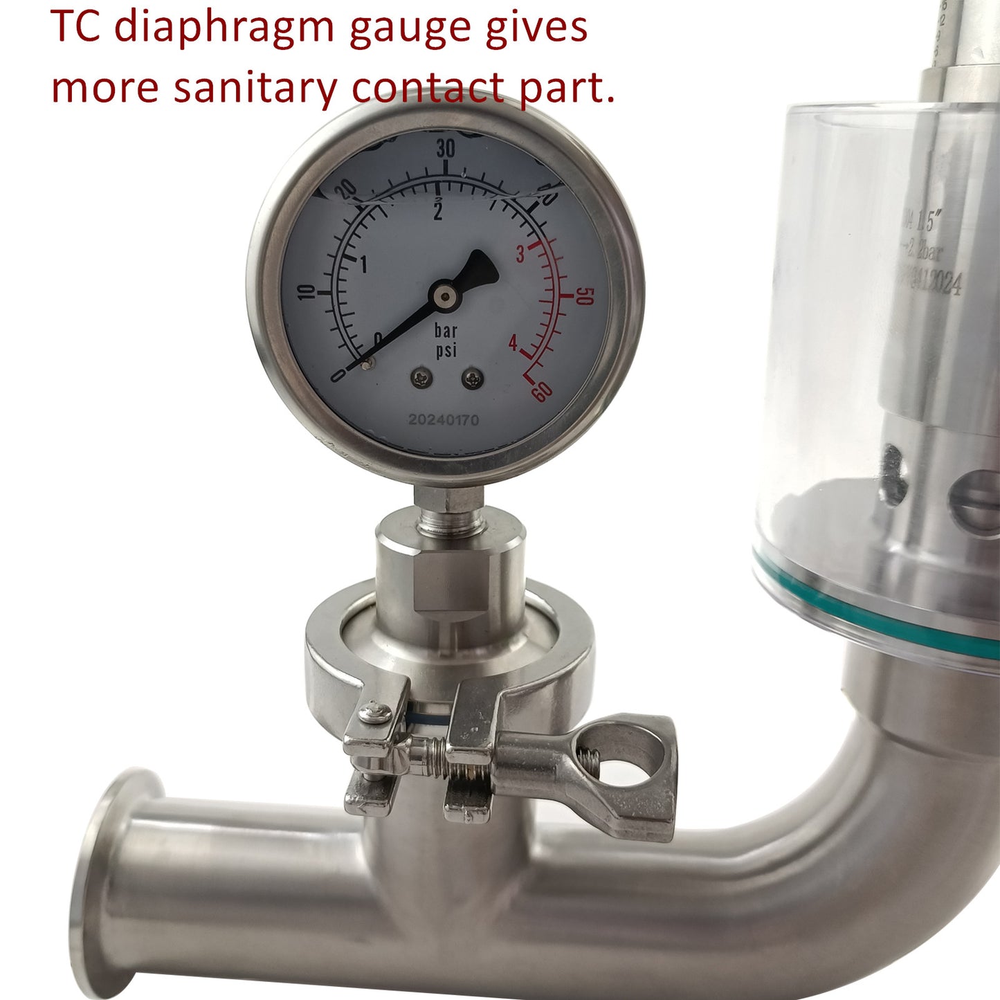 1,5" Tri-Clamp Spunding Druckgerät Spundventil Membranmanometer Typ (JWDSPV)