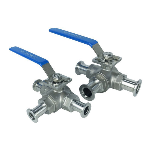 Free Shipping Stainless Steel 304 KF Flanged 3 Way Manual Ball Valves (T-Type)