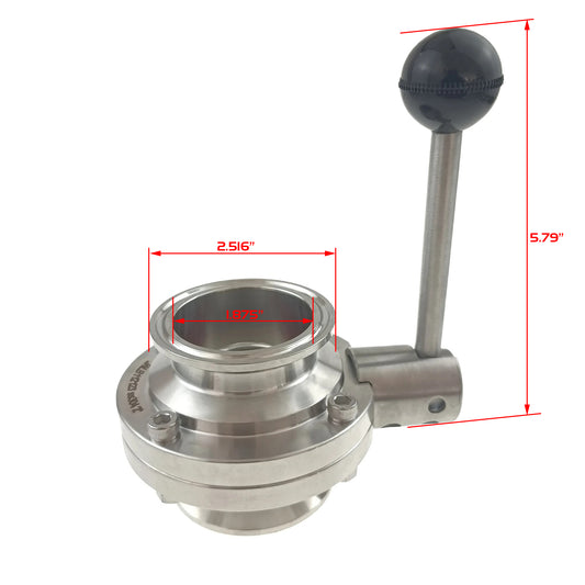 Free Shipping For Brewery 2" Tri Clamp Sanitary Butterfly Valve with Pull Handle Stainless Steel 304