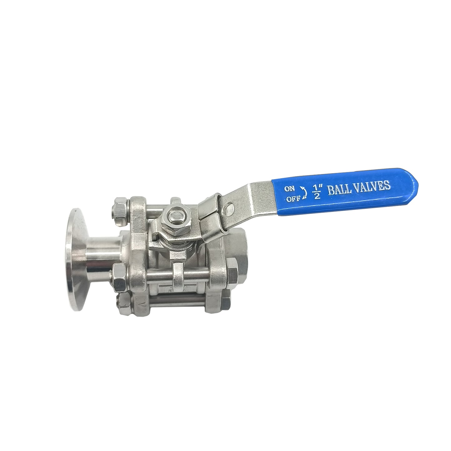 Free Shipping 304 SS Stainless Steel Ball Valve, 1/2" Female NPT to 1.5" Tri Clamp, PTFE Valve Seat, Locking Handle