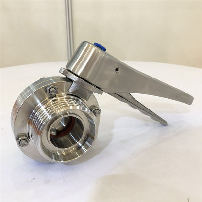 Sanitary DIN11851 Male Threaded Butterfly Valve Stainless Steel Squeeze Trigger Handle