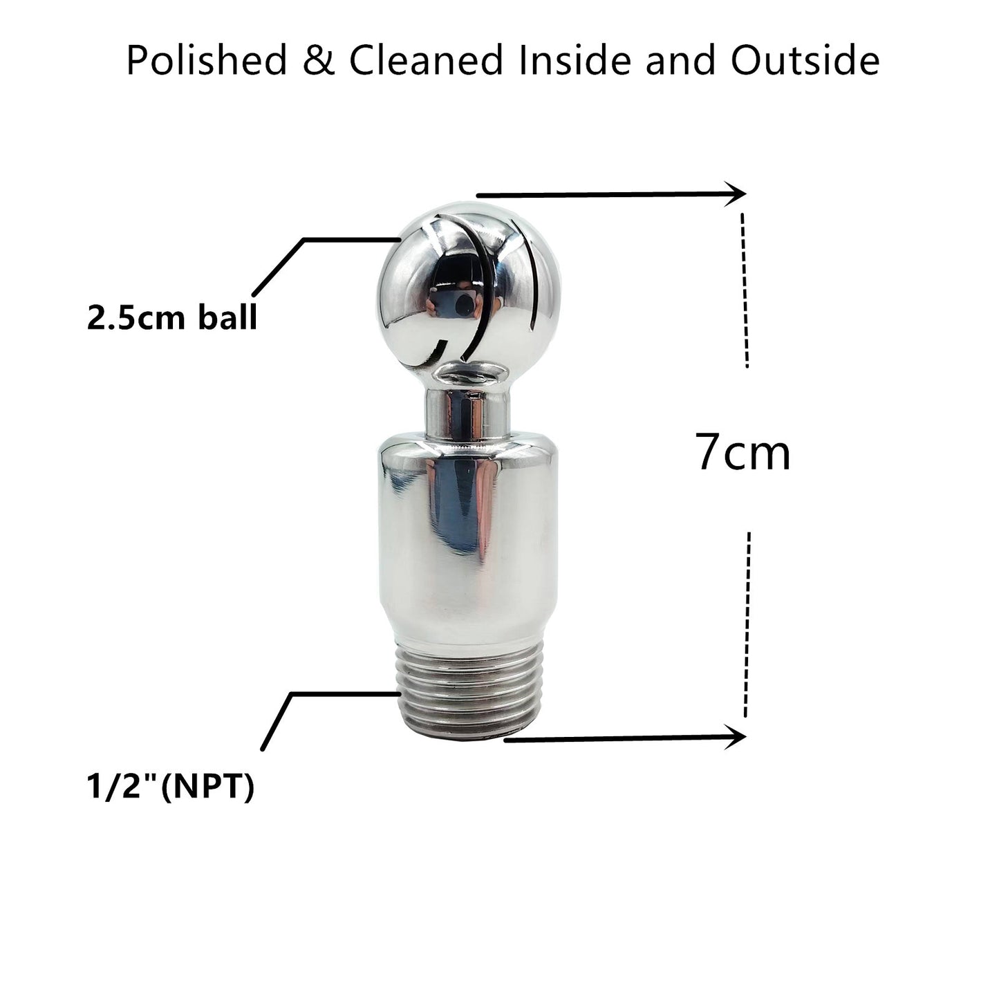 Free Shipping Mini Rotating Spray Ball 1/2" Male NPT Connection 304 Stainless Steelv CIP