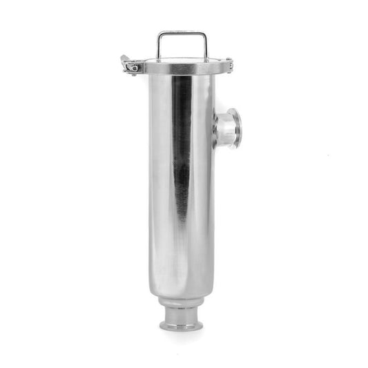 SS304 1,5" Tri-Clamp Hopstrainer mit seitlichem Eingang, Keildraht, 150 Mesh (100 Mikro), 3" Körper