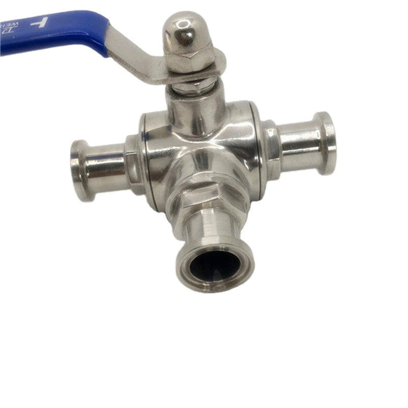 JOWIN TC25x3/4" Tri Clover Compatible 3-Way Ball Valve SS304 Stainless Steel PTFE Seat