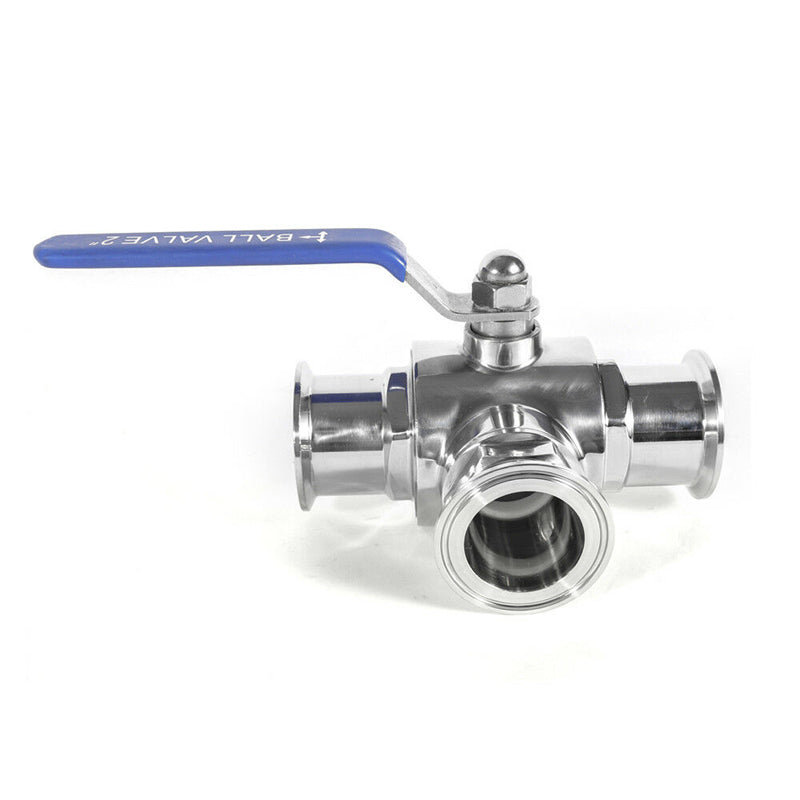 Tri Clamp Sanitary Ball Valve, 3-Way Ball Valve T-Port Stainless Steel 304, PTFE Seat