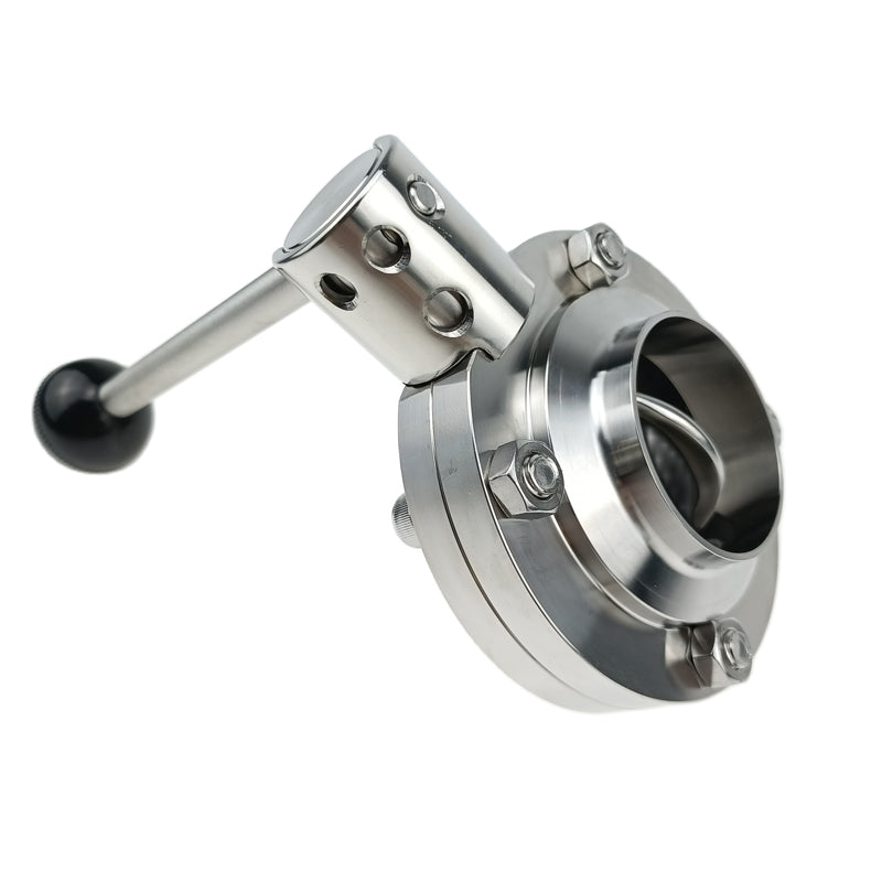 Sanitary Butt Weld Butterfly Valve Pull Handle Type Stainless Steel 304