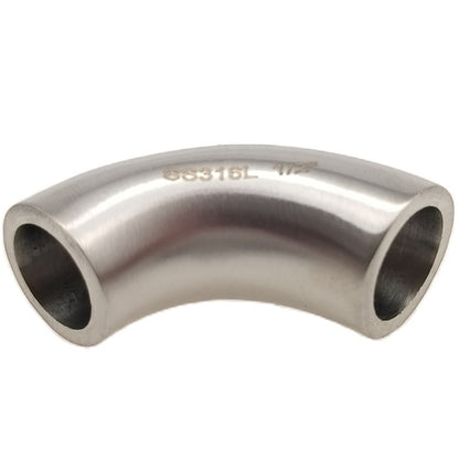 SS316L Stainless Steel 90 degree 1/2" Butt-Weld Elbow (2WCL)